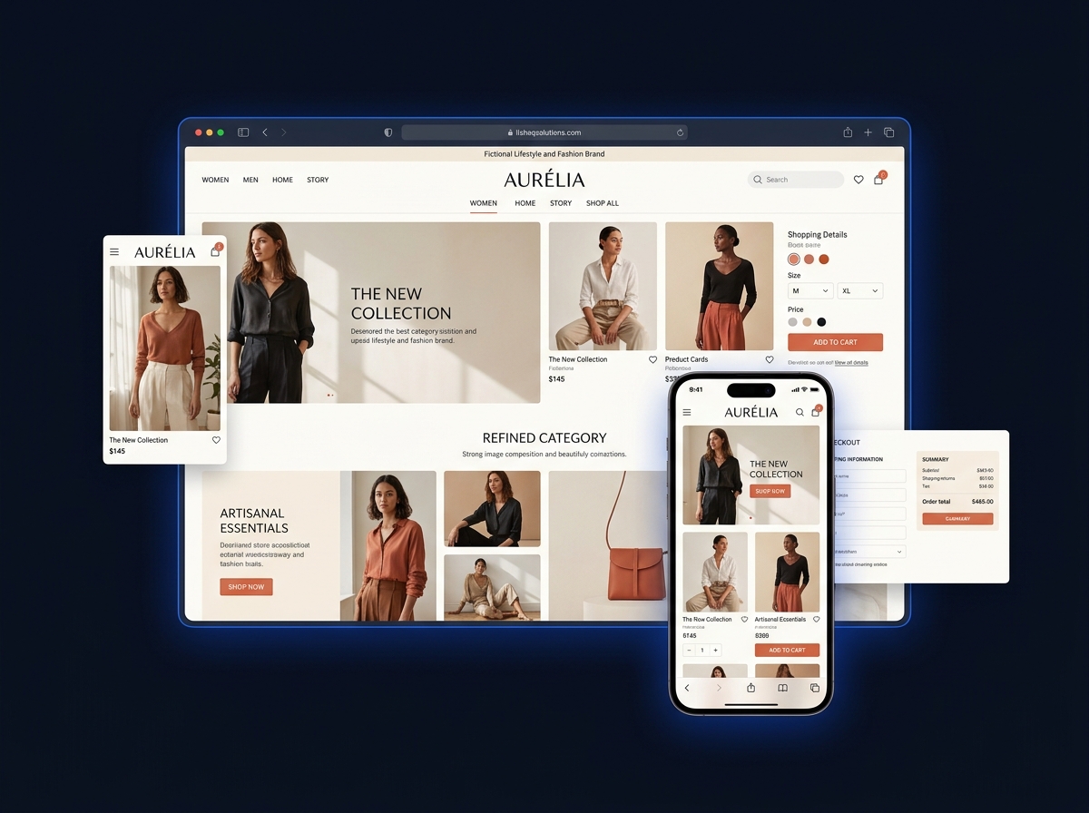 E-commerce and responsive business website design illustration