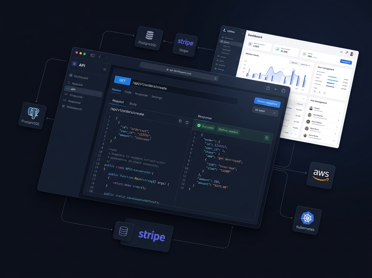 Laravel backend development and API integration illustration