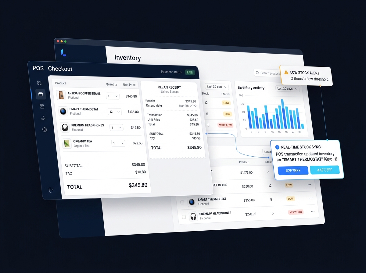 Point of sale and inventory management software illustration